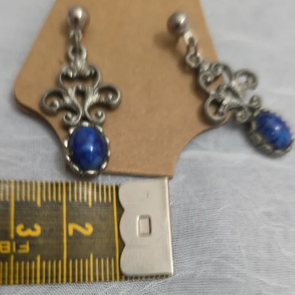Sarah Coventry Silver and Blue Vintage Earrings - Picture 7 of 8